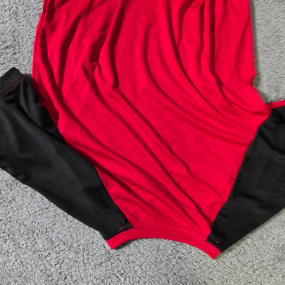 Old Navy Boys M 8 Active T-Shirt Red Black Colorblock Performance 109264-02-1